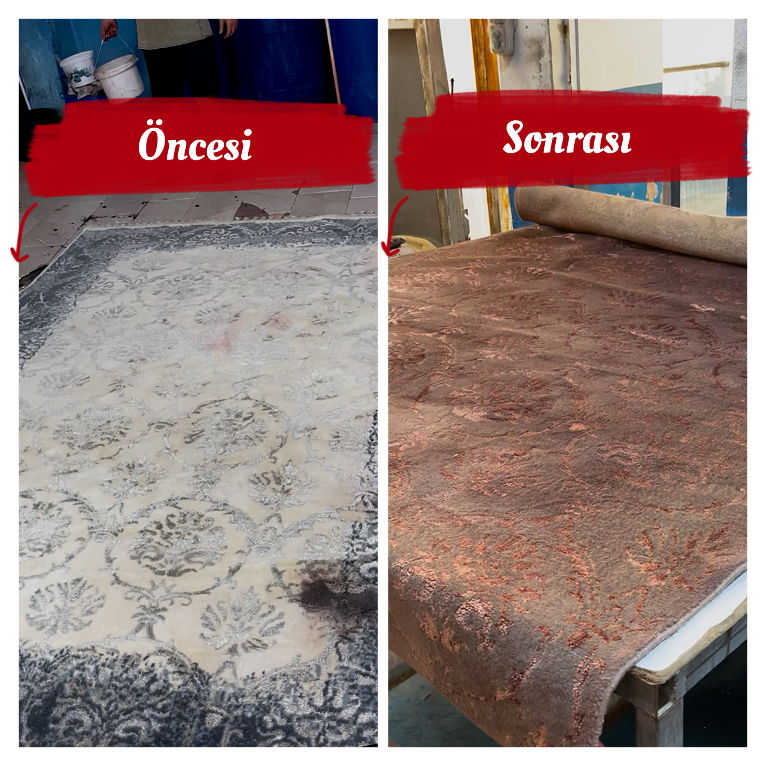 Halı Boyama Öncesi ve Sonrası | Gerçek Restorasyon Çalışmaları